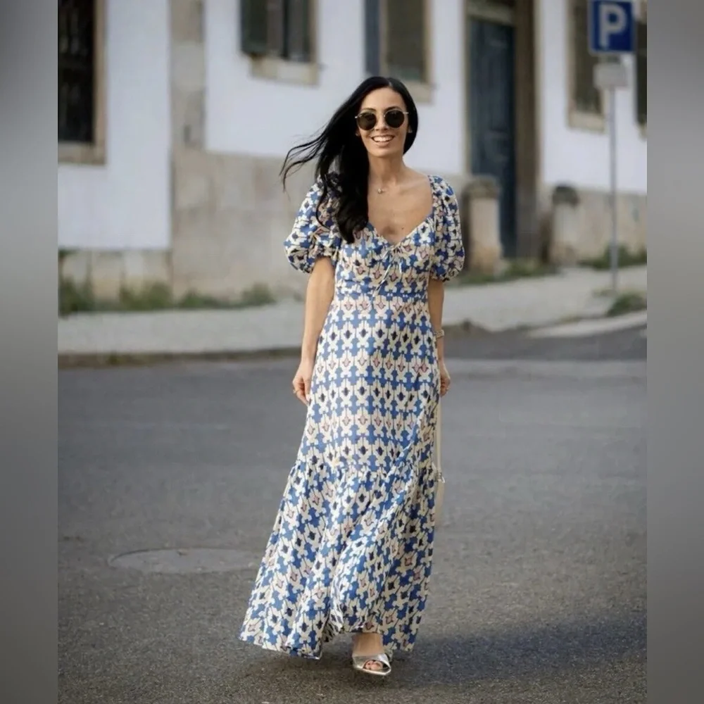 Bloggers Favorite Zara Geometric Maxi Dress XL NWT - Picture 4 of 14
